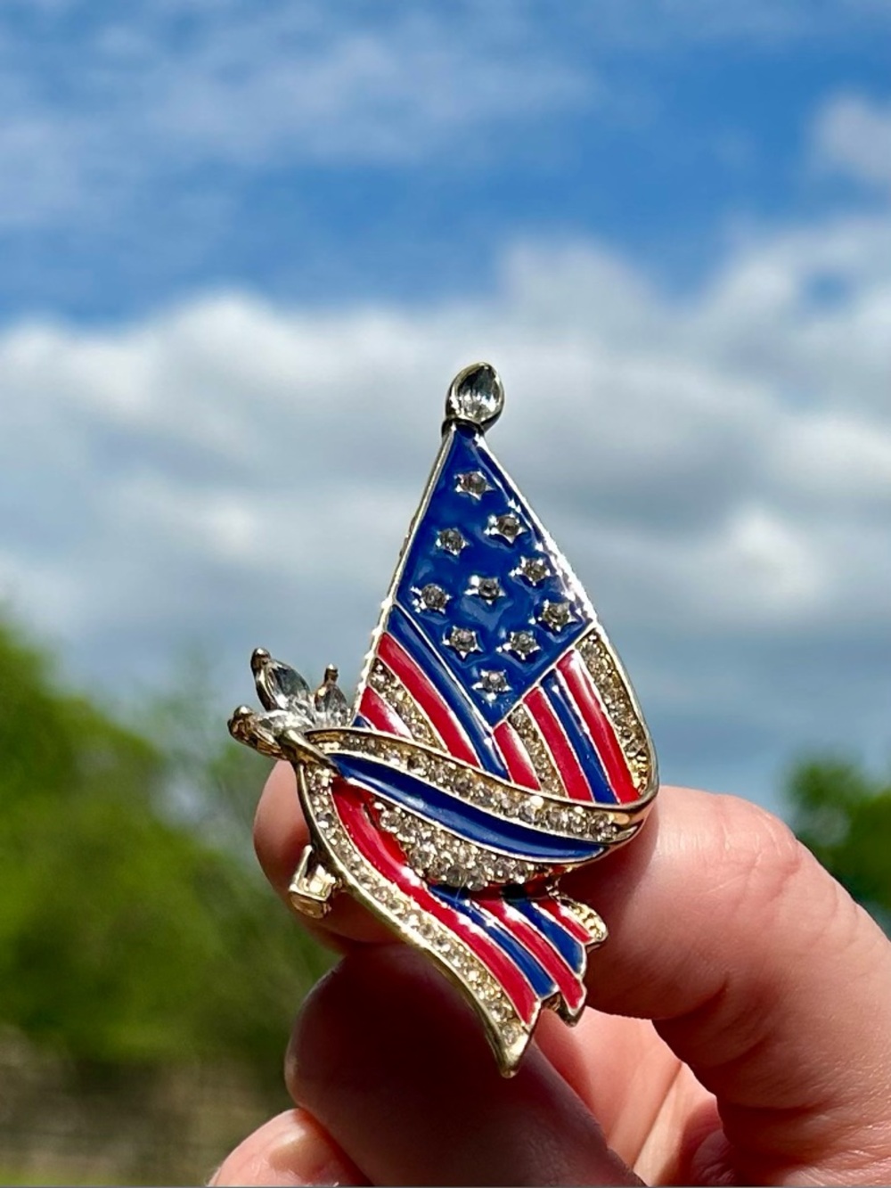 Patriotic Red, White & Blue Flag Pin Brooch